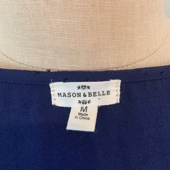 NWT Mason & Belle V Neck Long Sleeve Navy Blouse - Picture 6 of 11